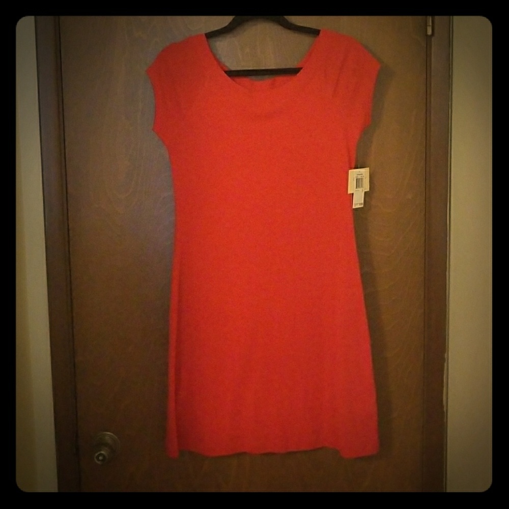 Casual Red Cotton Tee Dress